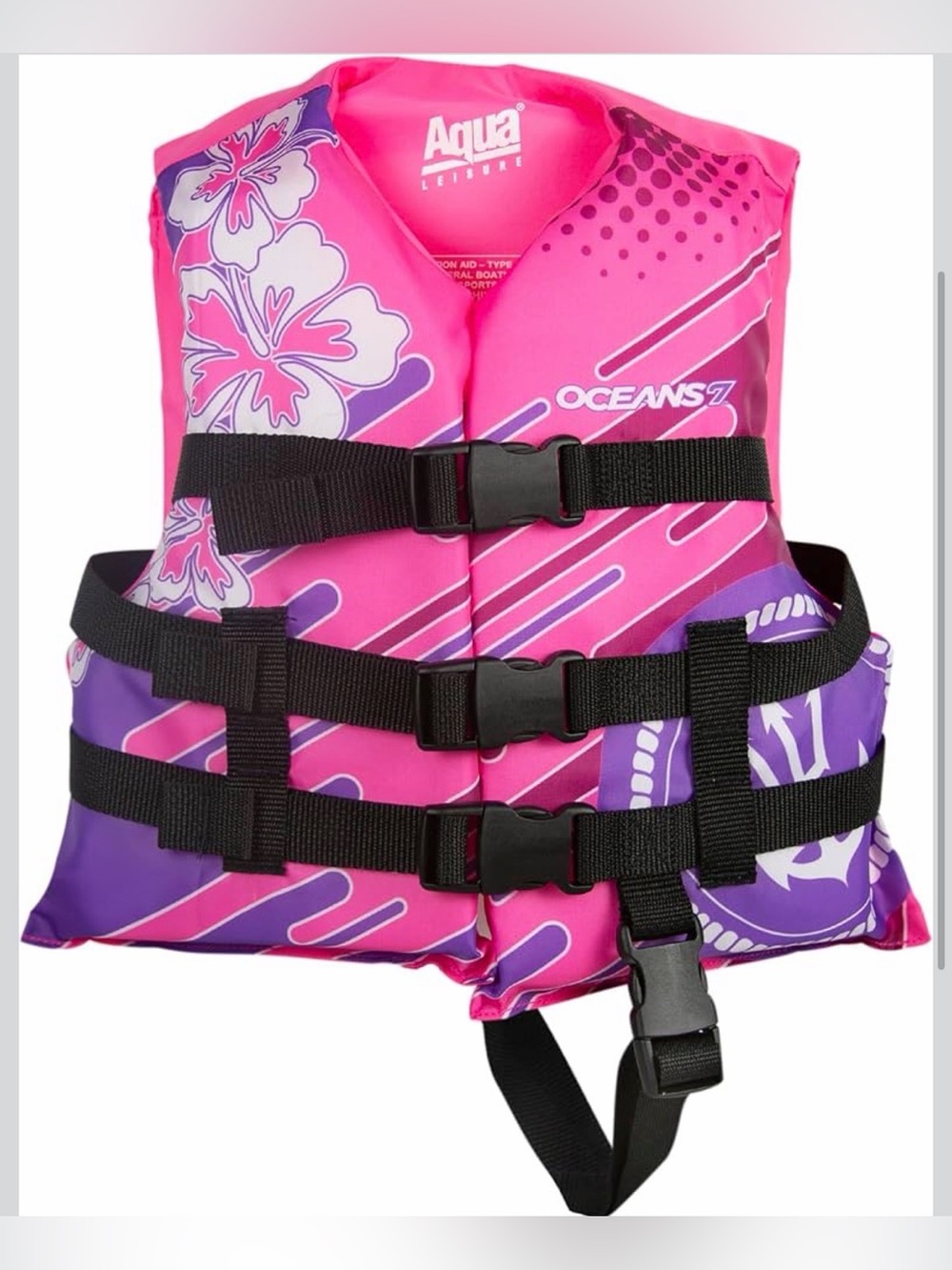 Kids Pink & Purple Oceans 7 Life Jacket